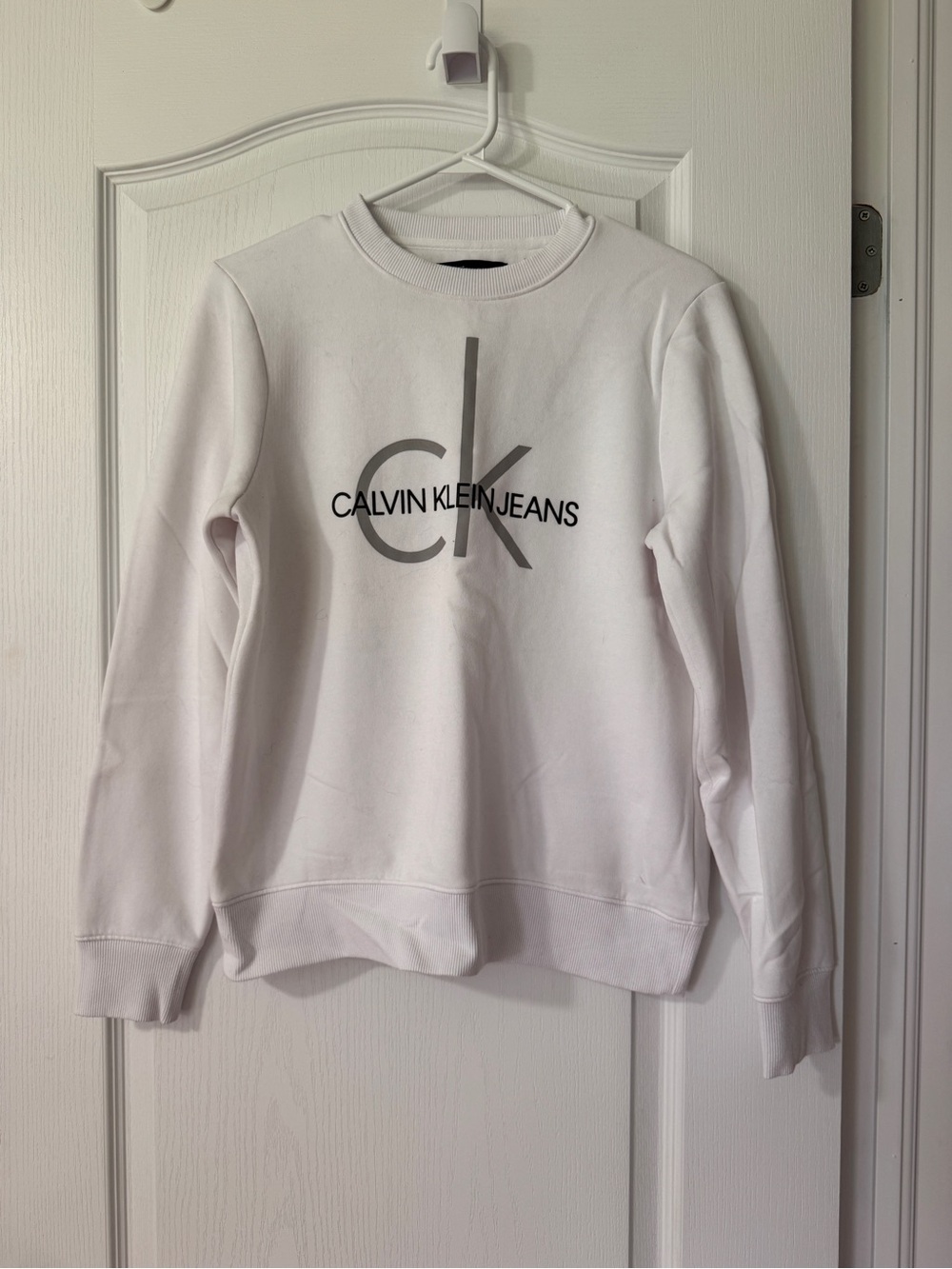 Calvin Klein Jeans White Logo Crewneck Sweatshirt